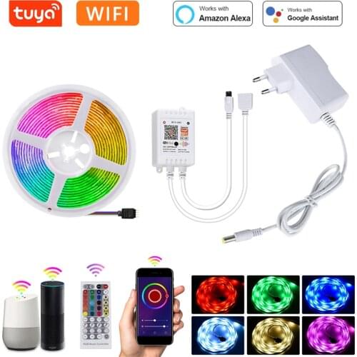 Tuya Smart WiFi RGB LED Strip Lights 12V 5050 Flexible Ribbon LED Light Strip RGB Tape Work With Alexa Google Home App Control
