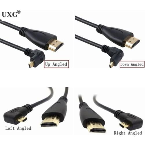 Type A To Micro HDTV Type D Up Down Left Right Angled Elbow Cable 3D 4K 1080p Micro HDMI-compatible Audio For Tablet Camera