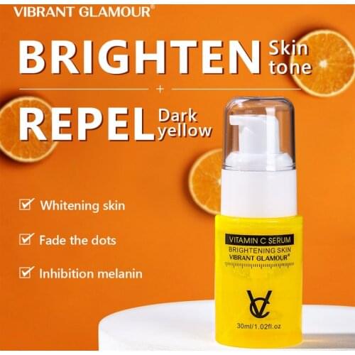 VIBRANT GLAMOUR Vitamin C Whitening Face Serum Remove Freckle Spots Blemishes Melanin Brighten Dots Moisturize Whiten Skin Care