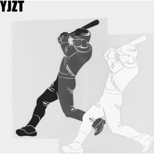 YJZT 14.8×18.8CM Exquisite Baseball Game Batter Creative Vinyl Decal Car Sticker Body Decoration Black/Silver 20A-0413