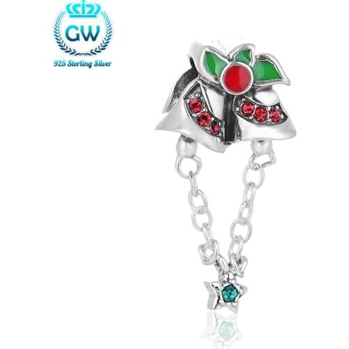 Sterling Silver Jewelry Bell Charm Bracelet On Christmas Day Brand Gw Jewelry Beads & Diy Jewelry Making S271