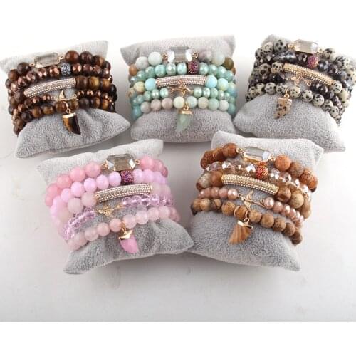 RH Fashion Beaded Jewelry Bracelet Beautiful Natural Stone Charm 5pc Bracelets Sets For Women Jewelryes DropShip