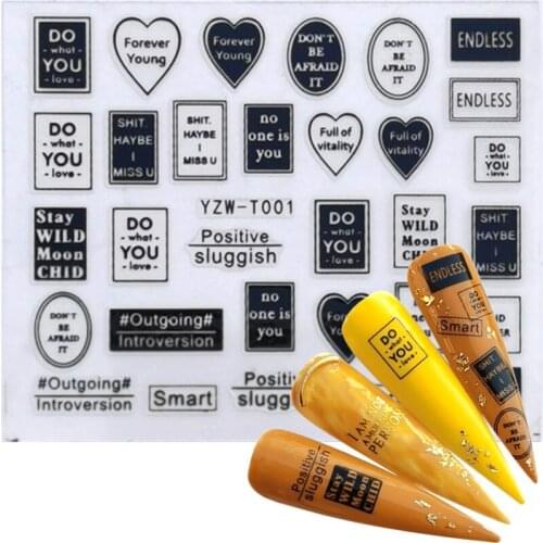 1 Sheet 3D Nail Sticker Flower Letter Design Mixed Patterns Nail Art Transfer Stickers Decals Nail Art DIY Design Decoration