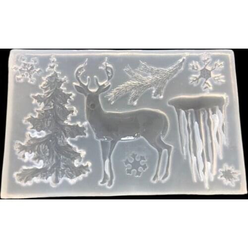 1pcs Mirror Deer Snowflake Tree Christmas Silicone Mold DIY Jewelry Crafts Decoration Epoxy Resin Molds for Jewelry Making