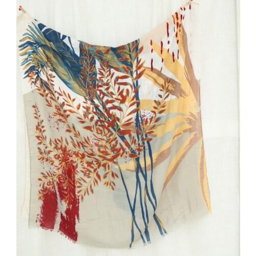 2018 Fashion Ombre Tree Print Fringe Scarves And Shawls Women Big Palm Leaf Fringe Scarf Muffler Wraps Hijab Free Shipping