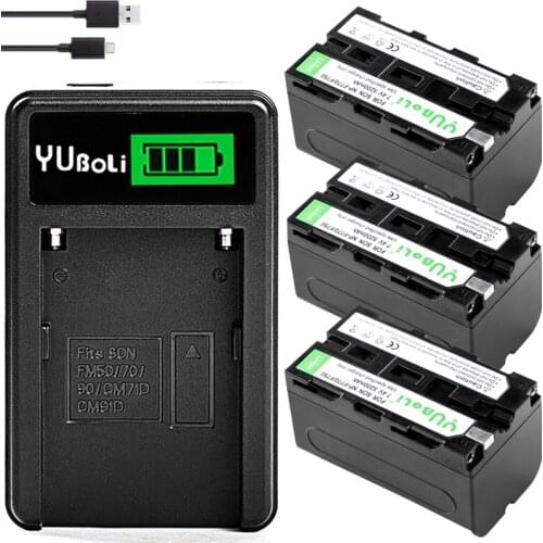 3x NP F770 F750 NP-F750 Li-ion Replacement Battery + LCD USB Charger for Sony NP-F750 NP-F770 Camcorder LED Video Light D&F