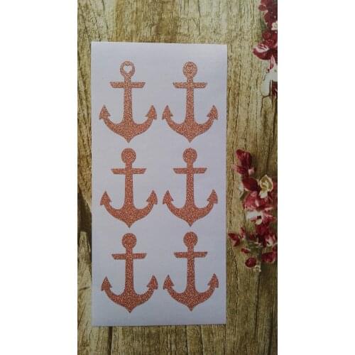 5x3.5cm Rose Gold Glitter Sticker Seal - anchor with heart