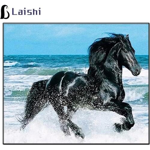 Diamond embroidery Horse running by the sea animals photo crystal diamond painting full round new arrivals diamond mosaic sale