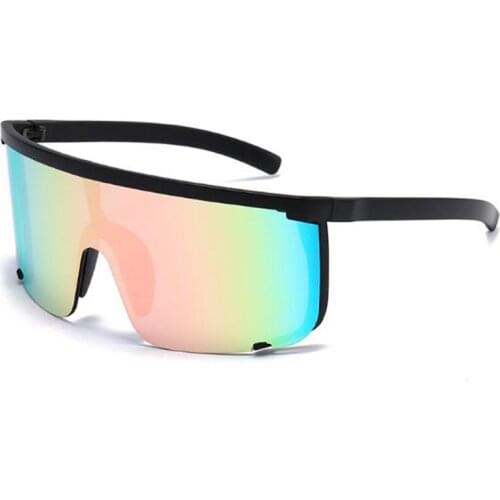 Oversized Square Sunglasses One piece Yellow Lens Retro Eyewear Women Men Shades UV400 Brand Designer Sun Glasses Oculos