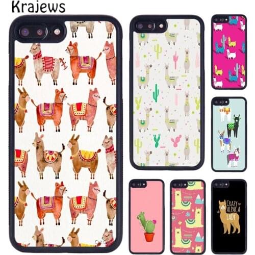 Krajews Llama Alpaca Face Animal Cactus Phone Case For iPhone 5s 6s 7 8 plus X XS XR 11 12 pro max Samsung Galaxy S8 S9 S10