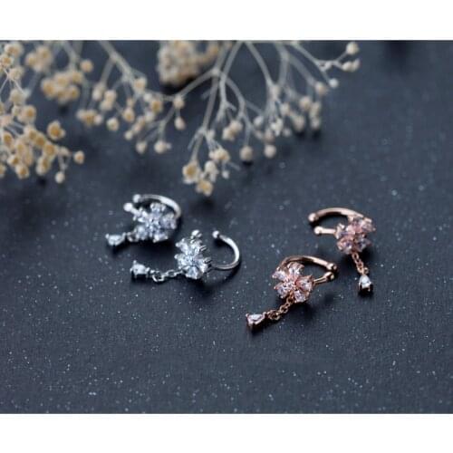 COLUSIWEI New Shining Zircon Blooming Flower Noble Clips Earring for Women 925 Sterling Silver Fine Jewelry Without Pierced Ears