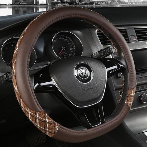 D Shape Car Steering Wheel Cover Leather for Golf K3 POLO JATTA Suzuki Swift Nissan Rogue 2017 2018 2019 2020