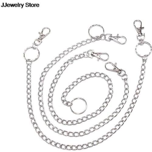 Rock Punk Long Metal Wallet Belt Chain Trousers Hipster Pant Jean Keychain Silver Ring Clip Keyring HipHop Jewelry New
