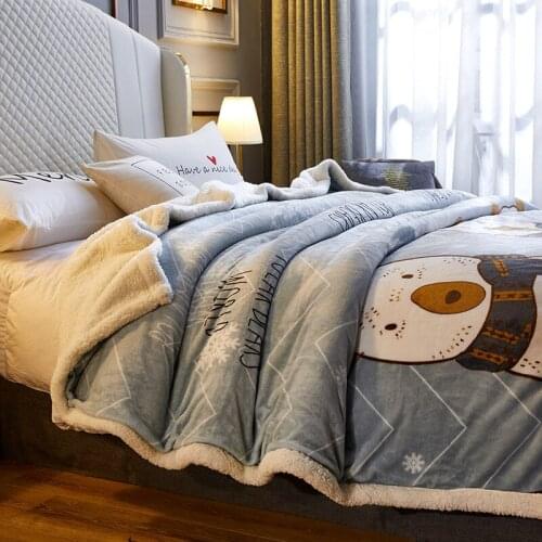 Double blanket thickening faux lamb fur winter nap cover coral fleece warm flannel duvet cover comfortable blanket