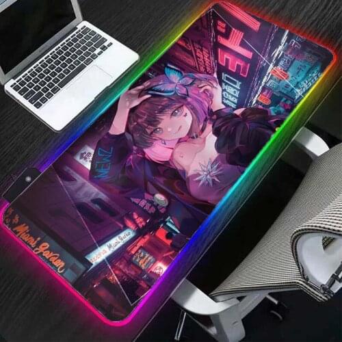 Gamer big mouse pad anime LED lighting keyboard color RGB mousepad PC laptop desktop desk pad large gaming accessory mat
