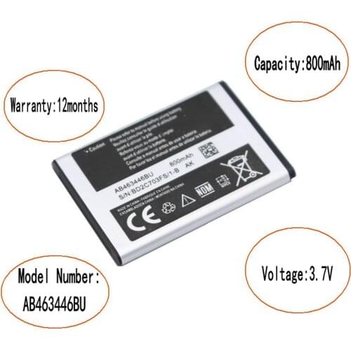 ISkyamS 10pcs 800mAh AB463446BU Replacement Battery For Samsung SGH GH E251 E258 E350 E428 E500 X208 E900 E908 C512 X630 X680
