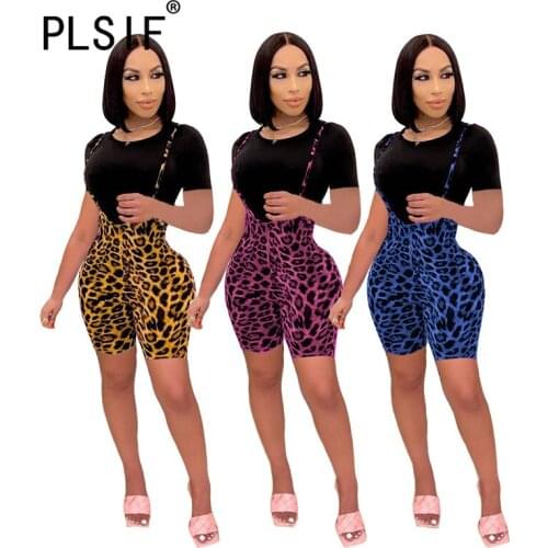 Classic Summer Style Leopard Print Tracksuit Strap Two 2 Piece Sets Active Tracksuit Sporty