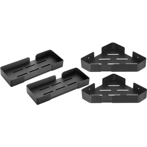HOT-Shelf Box, Self-Adhesive Organizer, Not to Damage the Wall Mount in Kitchen Bathrooms 2 Pieces Black