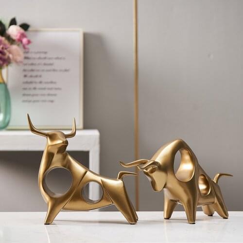 Model Home Decorative Nordic Living Room Decoration Accessories Cattle Statuette Figurine Office Desk Modern Resin Animal bull