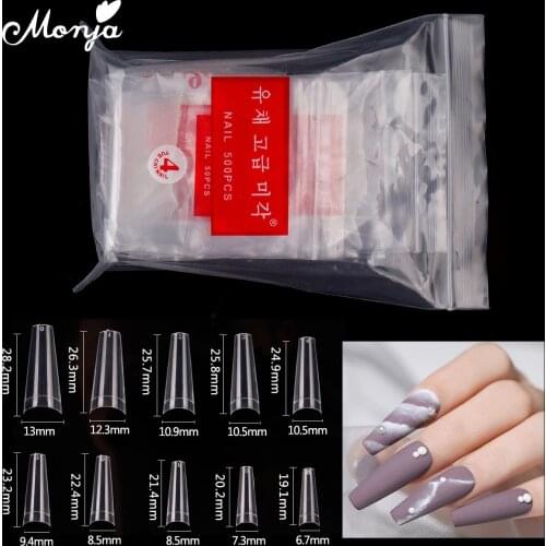 Monja 500 Pcs Transparent Natural Nail Art Full/Half Cover False Nails Acrylic UV Gel Extension French Nail Tips Manicure Tool