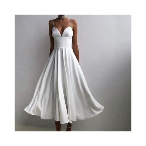 MusLotus Solid Summer Dresses