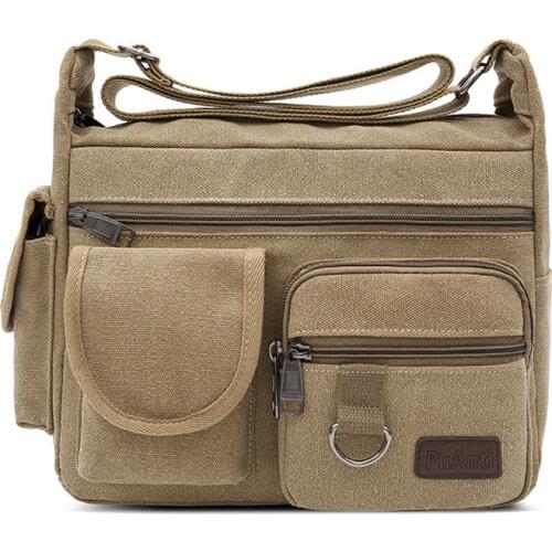 New canvas men shoulder bag large capacity multi-layer Messenger bags student crossbody leisure bag