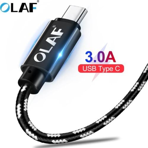 Olaf Nylon USB Type C Cable for Samsung Galaxy note 9 S9 S8 Fast Charging Data Cable for Huawei Mate 20 Xiaomi Mi 8 USB Type-c