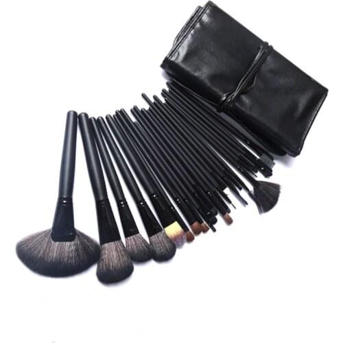 Wholesale 5sets Lady 24pcs Professional Makeup Brushes set eyeshadow Cosmetic brush with Leather Case free shipping