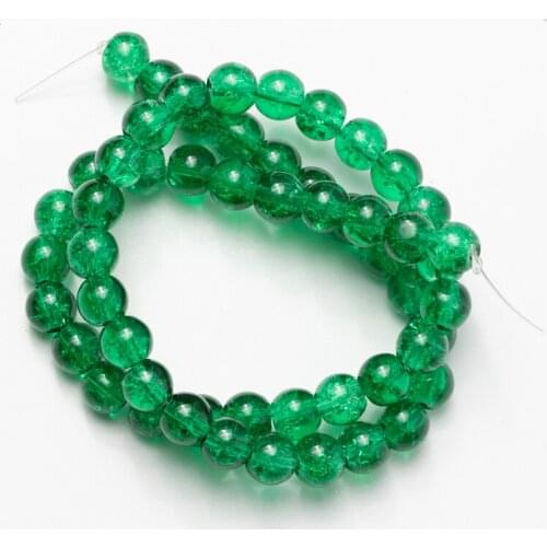 Wholesale Dark Green Cracked Glass Beads for Jewelry Making Loose Stone Beads 6 8 10mm Needlework DIY Necklace Bracelet Earrings