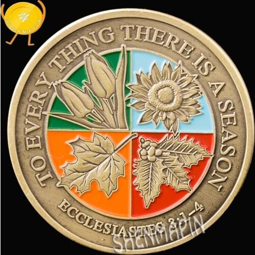 Ecclesiastes Commemorative Coin Four Seasons To Every Plant There is A Season Wisdom Coins Collectibles Religion Art Decorations