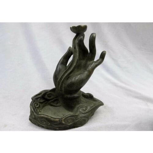 China old bronze censer luck buddha hand incense burner statue Free shipping