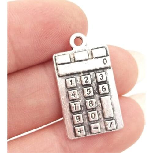 BULK 30 Zinc Alloy Calculator Charms School Theme Teacher Gift Idea Antique Silver Plated DIY Jewelry Making 13*23mm 2.4g