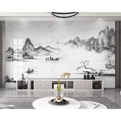 Beibehang Custom wallpaper modern minimalist ink landscape marble Chinese home decoration background wall 3d wallpaper murals