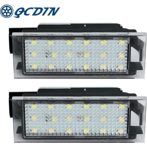 QCDIN Car LED License Number Plate Light LEDs For Renault Vel Satis Clio Espace Laguna 2Pcs 12V 6000k Car Light Source