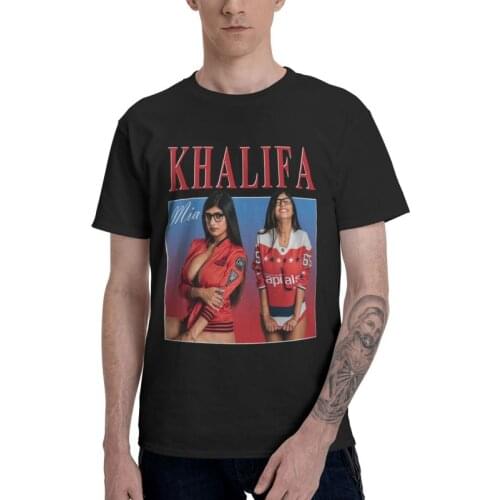 Sexy Mia Khalifa T Shirt Mens 100% Cotton Printing T-shirts Novelty Tshirt Short Sleeve Fans Tees Tops