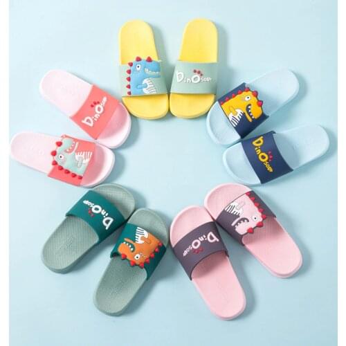 Childrens Slippers Male Summer Cute Dinosaur Boys Home Girls Slipper Slip Resistant Cartoon Quick-Drying Cute Slippers