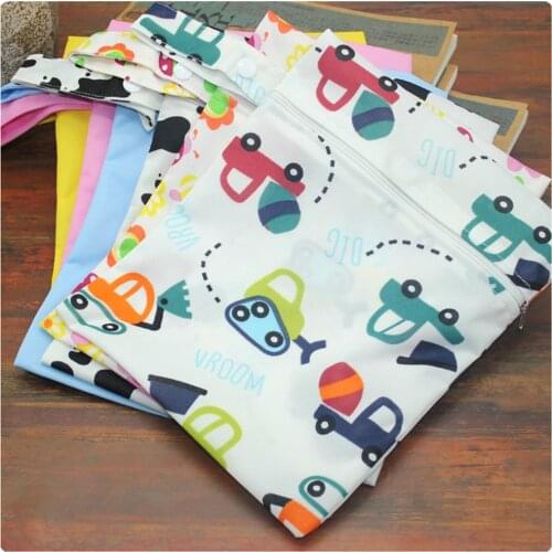 Waterproof Reusable Wet Bag Printed Pocket Nappy Bags PUL Travel Wet Dry Bags Mini Size 25x20cm Diaper Bag