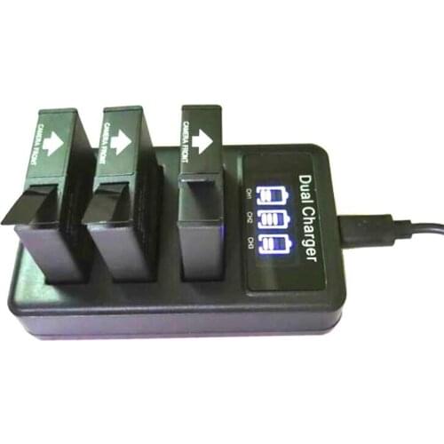 New SJCAM 3 way USB 3 Slots Battery Charger LCD Dugl Charger For Sj6 Legend/Sj7 Star/Sj8 Pro Plus Air Action Camera Accessories