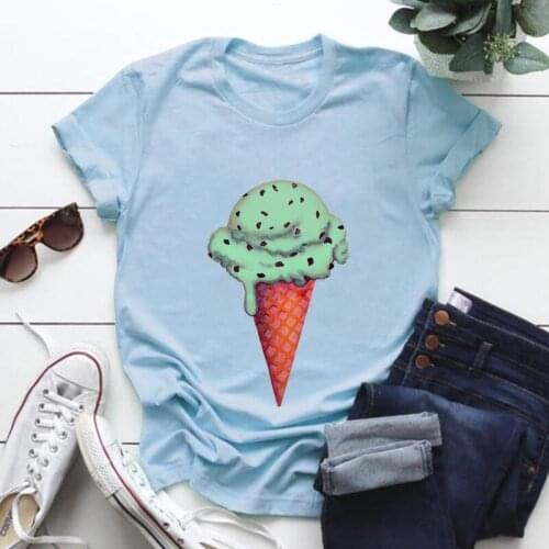 Ice Cream Woman Tshirts Aesthetic Hawaii Women Clothing Vintage Beach Vacation Tees Summer Korean Tops Girls 2021 XL