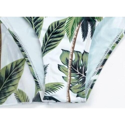 H9ED Womens Sexy 3pcs Leaves Bikini Set Cross Push Up Swimsuit with Beach Cover Up