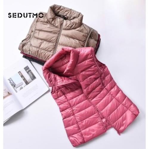 SEDUTMO Winter Duck Down Coat Women Ultra Light Plus Size 3XL Vest Slim Short Puffer Jacket Spring Waistcoat ED914