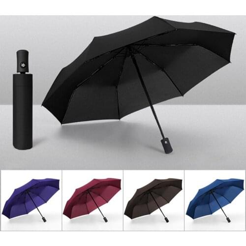 Wind Resistant Three Folding Full Automatic Umbrella Rain Women Auto Luxury Waterproof Umbrellas Men Frame Windproof 8K Parasol