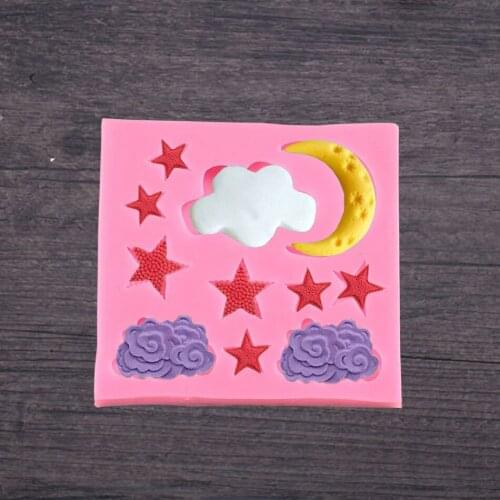 1PC New Cloud Star Moon Silicone Mold Fondant Mold Cake Decorating Tools Chocolate Gumpaste Mould LB 500