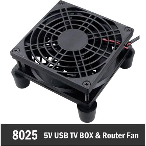 10pcs Gdstime 80MM 8025 DC 5V USB Power Router Cooling Fan with Fan Grill Filter Protective net Quiet 80x80x25mm TV Box Cooler