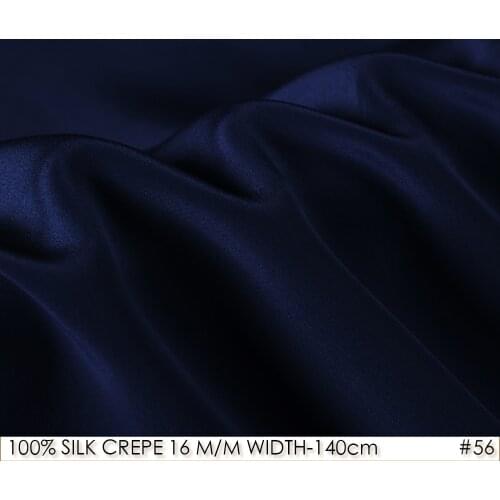 100% SILK CREPE DE CHINE 140cm width 16momme Natural Silk fabric by the meter Dark Blue NO56