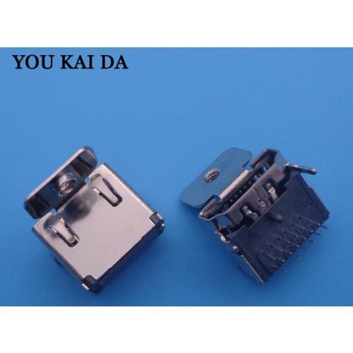 100pcs 19pin Jack Female HDMI-compatible Socket 90 degree 3 rows pin With fixed screw holes