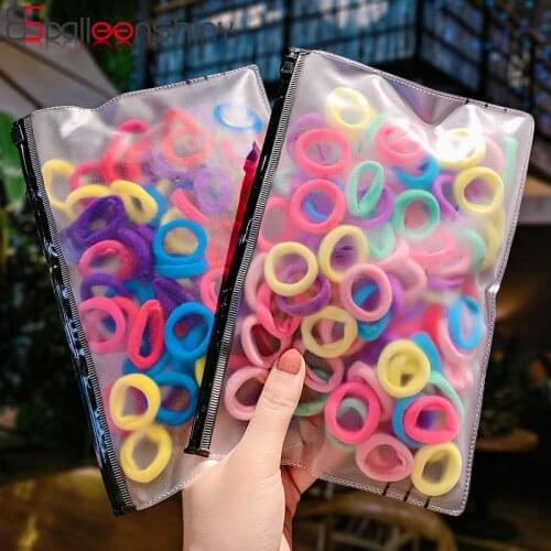 Balleenshiny 100pcs Hair Bands Ring Kids Elastic Scrunchie for Girls Candy Color Hair Rope Rubber Band Princess Hair Accessories