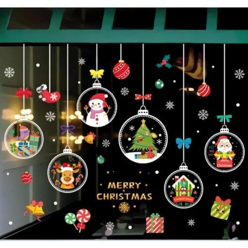 2/4Pcs Window Sticker Christmas Ornaments Santa Claus Merry Christmas Decor Add Atmospheres PP Film Self-adhesive Wall Decal