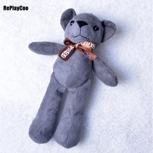 20Pcs/Lot Mini Teddy Bear Stuffed Plush Toys 20cm Small Bear with tie Stuffed Toys pelucia Pendant Kids Birthday Gift Decor