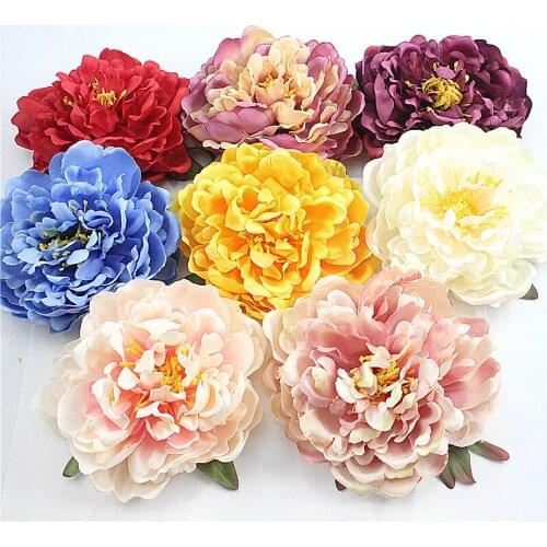 20 Pcs / Lot Silk Retro Large Peonies Flower Heads Artificial Fake Flower Party Wedding Decoration DIY Garland 15 Cm